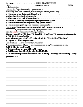 Kiểm tra một tiết chương I - Hình học 8